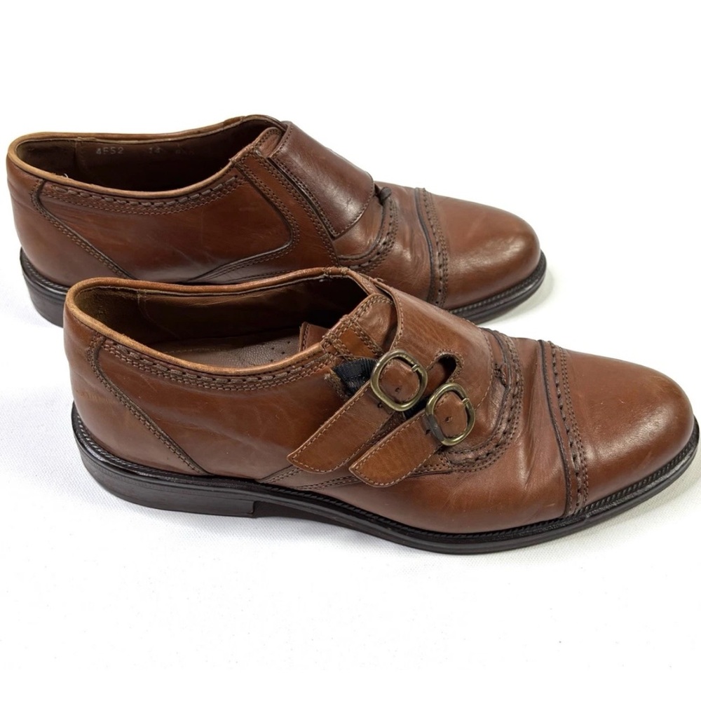 Cable & Co Shoes Mens 8.5 Double Monk Strap Loafers Dress Brown Leather Italy